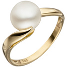 Damen Ring 585 Gold Gelbgold 1 Swasser Perle Perlenring Goldring