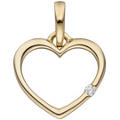 Anhänger Herz 333 Gold Gelbgold 1 Diamant Brillant Herzanhänger Goldherz