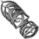 Damen Ring 925 Sterling Silber geschwärzt mit Zirkonia Gelenkring Gliederring