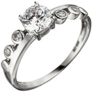 Damen Ring 333 Gold Weißgold 5 Zirkonia Weißgoldring