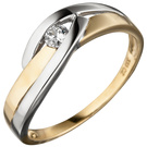 Damen Ring 333 Gold Gelbgold bicolor 1 Zirkonia Goldring