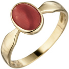 Damen Ring 333 Gold Gelbgold 1 Koralle rot Goldring