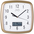 JVD DH615.3 Wanduhr Quarz analog weiß golden mit Datum und Wochentag
