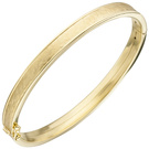 Armreif Armband oval 375 Gold Gelbgold teil matt Goldarmband Goldarmreif