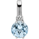 Anhnger 585 Gold Weigold 1 Diamant Brillant 1 Aquamarin hellblau blau