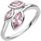 Damen Ring 925 Sterling Silber 3 Zirkonia rosa Silberring