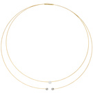 Collier Halskette 2-reihig 750 Gold bicolor 3 Diamanten Brillanten 42 cm Kette