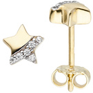 Kinder Ohrstecker Stern 375 Gold Gelbgold 12 Zirkonia Ohrringe Sternohrstecker
