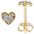 Kinder Ohrstecker Herz 375 Gold Gelbgold 12 Zirkonia Herzohrstecker Ohrringe