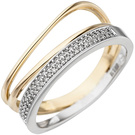 Damen Ring 585 Gold Gelbgold Weigold bicolor 51 Diamanten Brillanten Goldring