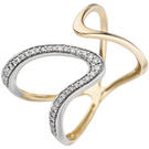 Damen Ring 2-reihig 585 Gold Gelbgold 36 Diamanten Brillanten Diamantring
