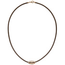 Collier Halskette Leder taupe mit 585 Gold Rotgold 47 Diamanten Brillanten 45 cm