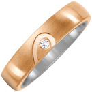 Partner Ring Halbes Herz aus Titan und Bronze 1 Diamant Brillant Partnerring