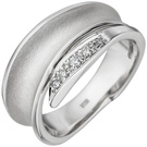 Damen Ring 585 Gold Weigold teil matt 5 Diamanten Brillanten Diamantring