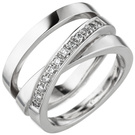 Damen Ring verschlungen 585 Gold Weigold 12 Diamanten Brillanten Diamantring