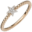 Damen Ring Stern 585 Gold Rotgold Weigold bicolor 6 Diamanten Brillanten