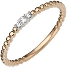 Damen Ring schmal zart 585 Gold Rotgold Weigold bicolor 3 Diamanten Brillanten
