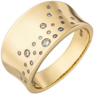 Damen Ring breit 585 Gold Gelbgold 25 Diamanten Brillanten 0,23ct. Goldring