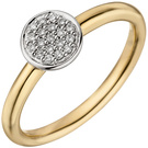Damen Ring 585 Gold Gelbgold Weigold bicolor 19 Diamanten Brillanten Goldring