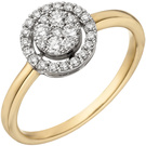 Damen Ring 585 Gold Gelbgold Weigold bicolor 28 Diamanten Brillanten Goldring