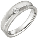 Damen Ring 950 Platin matt 1 Diamant Brillant 0,13ct. Platinring