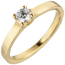 Damen Ring 585 Gold Gelbgold 1 Diamant Brillant 0,15 ct. Diamantring Solitr