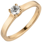 Damen Ring 585 Gold Rotgold 1 Diamant Brillant 0,25 ct. Diamantring Solitr