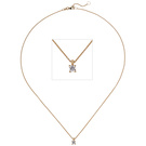 Collier Kette mit Anhänger 585 Gold Rotgold 1 Diamant Brillant 0,25 ct. 45 cm