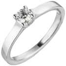 Damen Ring 585 Gold Weigold 1 Diamant Brillant 0,15 ct. Diamantring Solitr