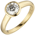 Damen Ring 585 Gold Gelbgold 1 Diamant Brillant 1,0 ct. Diamantring Solitr