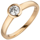 Damen Ring 585 Gold Rotgold 1 Diamant Brillant 0,15 ct. Diamantring Solitr