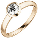 Damen Ring 585 Gold Rotgold 1 Diamant Brillant 0,50 ct. Diamantring Solitr