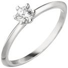 Damen Ring 585 Gold Weigold 1 Diamant Brillant 0,15 ct. Diamantring Solitr