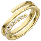 Damen Ring 925 Sterling Silber vergoldet 11 Zirkonia Spiralring Spirale