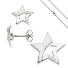 Kinder Schmuck-Set Stern 925 Sterling Silber mit Zirkonia und Kette 38 cm