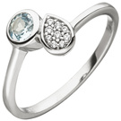 Damen Ring 925 Silber 1 Blautopas hellblau blau 9 Zirkonia