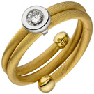 Damen Ring 750 Gelbgold Weigold bicolor matt 1 Diamant Brillant
