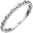 Damen Ring Kugel 333 Gold Weißgold 11 Zirkonia Kugelring Weißgoldring