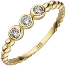 Damen Ring Kugel 333 Gold Gelbgold 3 Zirkonia Goldring Kugelring
