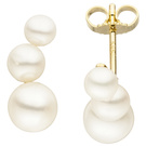 Ohrstecker 585 Gold Gelbgold 6 Süßwasser Perlen Ohrringe Perlenohrringe