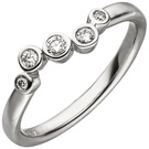 Damen Ring 585 Gold Weigold 5 Diamanten Brillanten 0,14ct. Diamantring