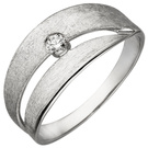 Damen Ring 585 Gold Weigold eismatt 1 Diamant Brillant 0,09ct. Diamantring