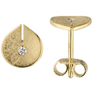 Ohrstecker 585 Gold Gelbgold eismatt 2 Diamanten Brillanten Ohrringe