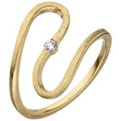 Damen Ring geschlngelt 585 Gold Gelbgold eismatt 1 Diamant Brillant 0,05ct.
