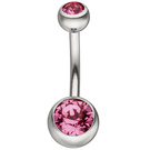 Bauchnabel Piercing Edelstahl mit Kristallsteinen rosa