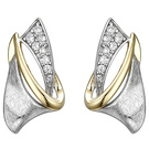 Ohrstecker 925 Sterling Silber bicolor vergoldet eismatt 16 Zirkonia Ohrringe