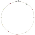 Halskette Kette mit Perlen Peridot Turmalin 45 cm
