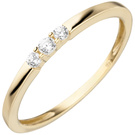 Damen Ring schmal 333 Gold Gelbgold 3 Zirkonia Goldring