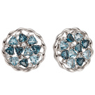 Ohrstecker 585 Weißgold 20 Blautopase 18 Diamanten Brillanten
