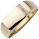 Herren Ring 0,005ct 585 Gold Gelbgold 1 Diamant Brillant Herrenring